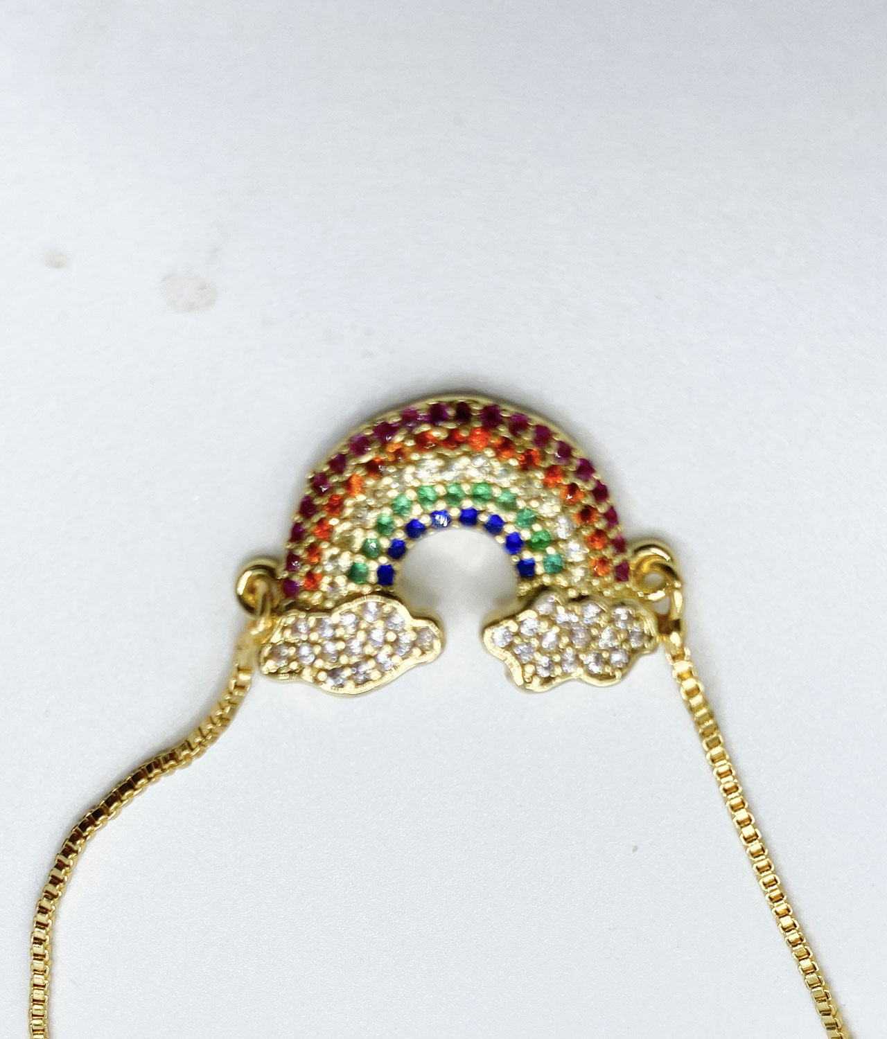 Adjustable Gold Rainbow Bracelet Close-up