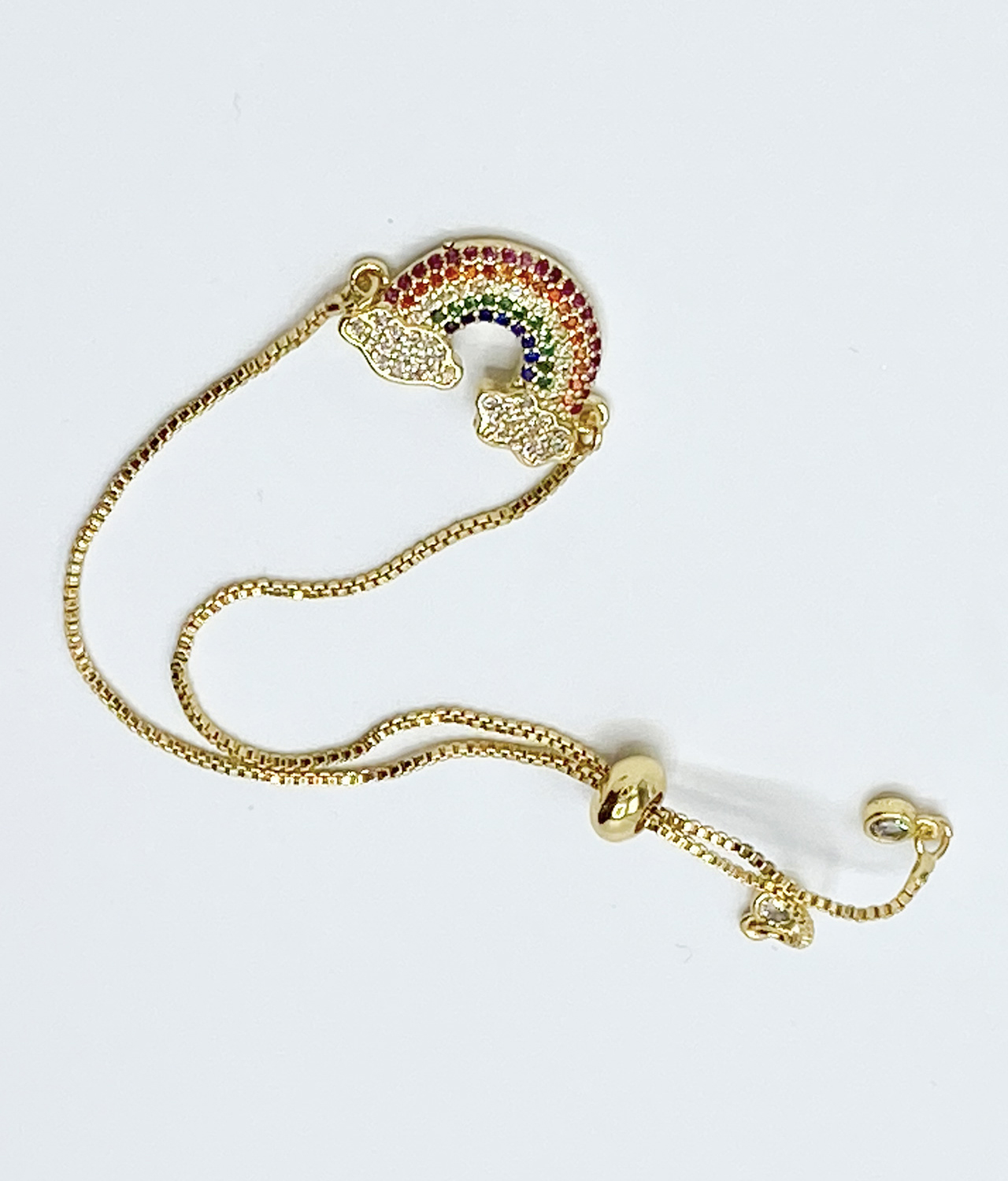 Adjustable Gold Rainbow Bracelet Full