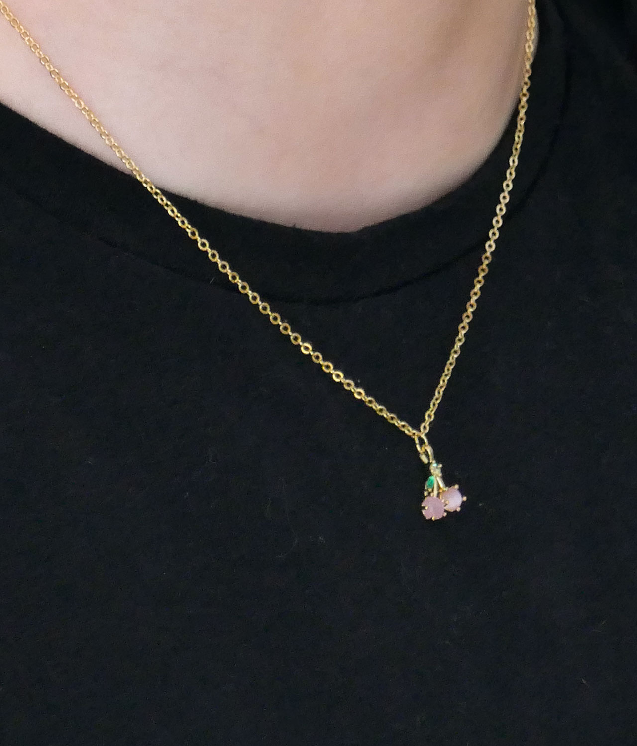 Perfect girls gift - gold cherry zirconia necklace