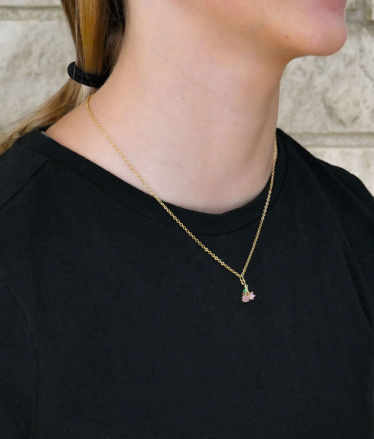 Perfect girls gift - gold cherry zirconia necklace