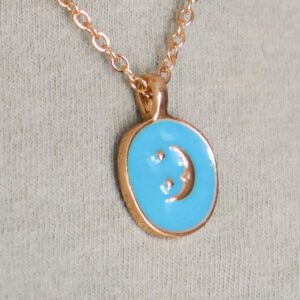 Turquoise moon pendant gold necklace