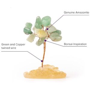 Amazonite Bonsai Tree - Made with Crystal Bonsai Healing Stones - Healing Chakra Crystals