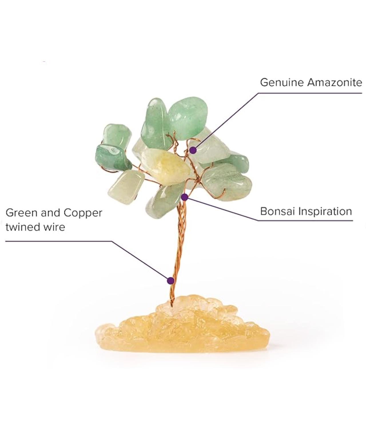 Amazonite Bonsai Tree - Made with Crystal Bonsai Healing Stones - Healing Chakra Crystals