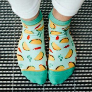 fun gift socks! Lets Taco 'Bout It socks on feet