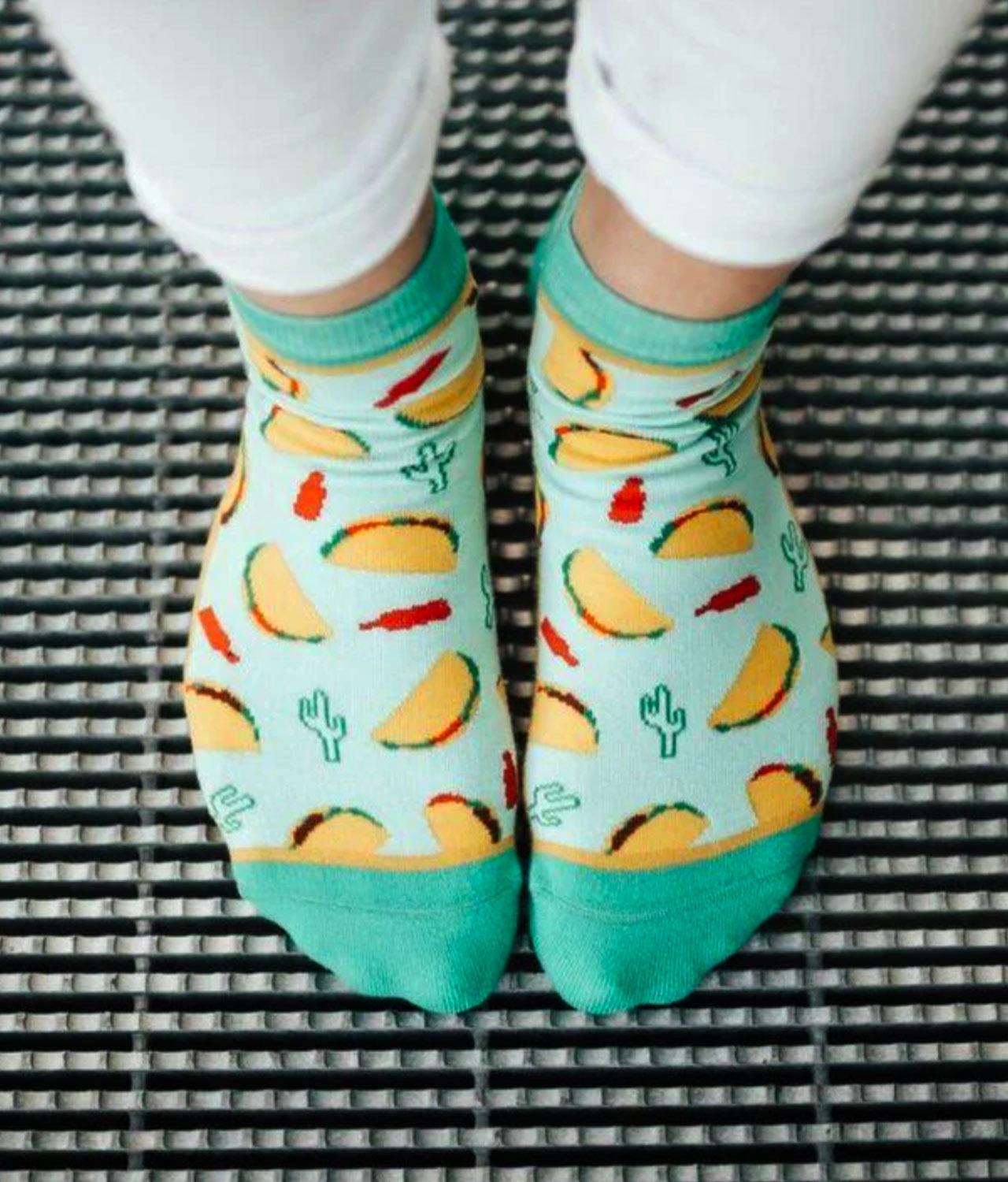 fun gift socks! Lets Taco 'Bout It socks on feet