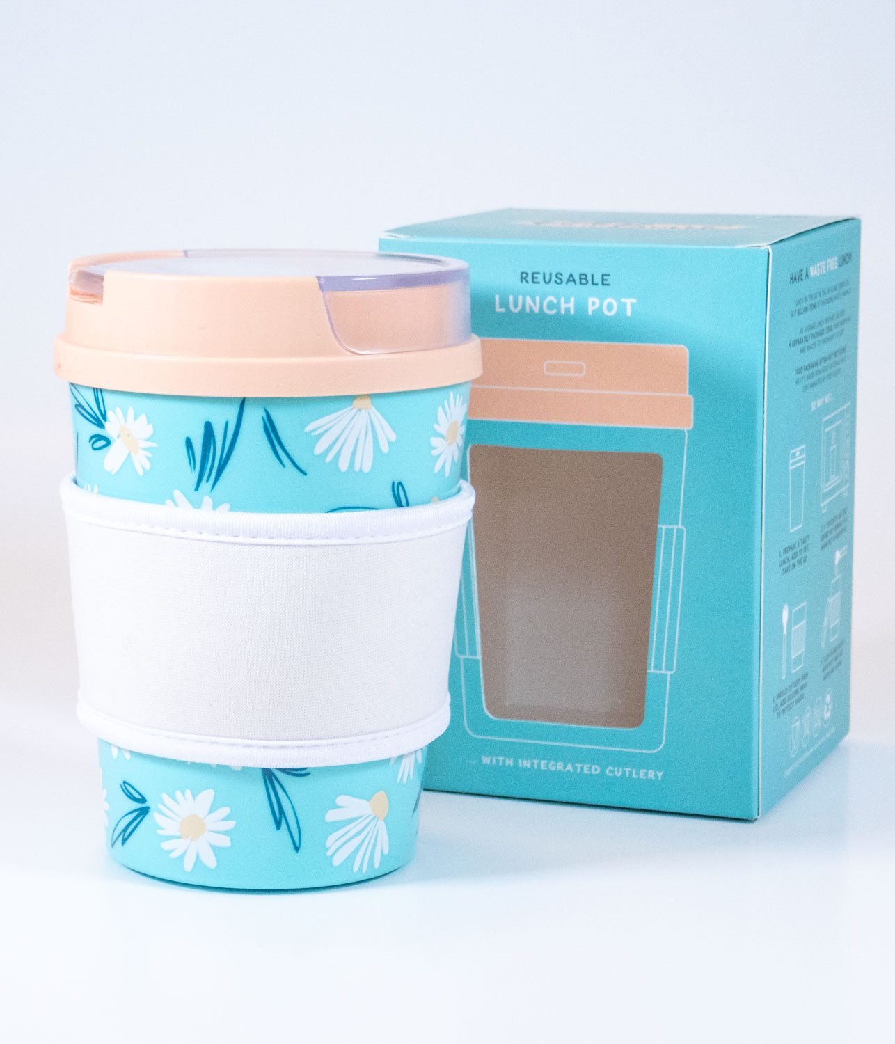 Reusable Lunch Pot thermos with foldable integrated cutlery