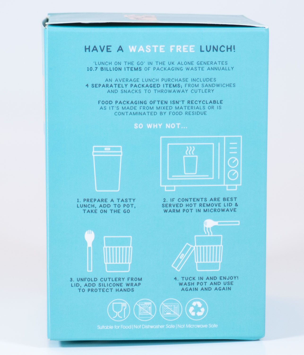 Reusable Lunch Pot thermos with foldable integrated cutlery