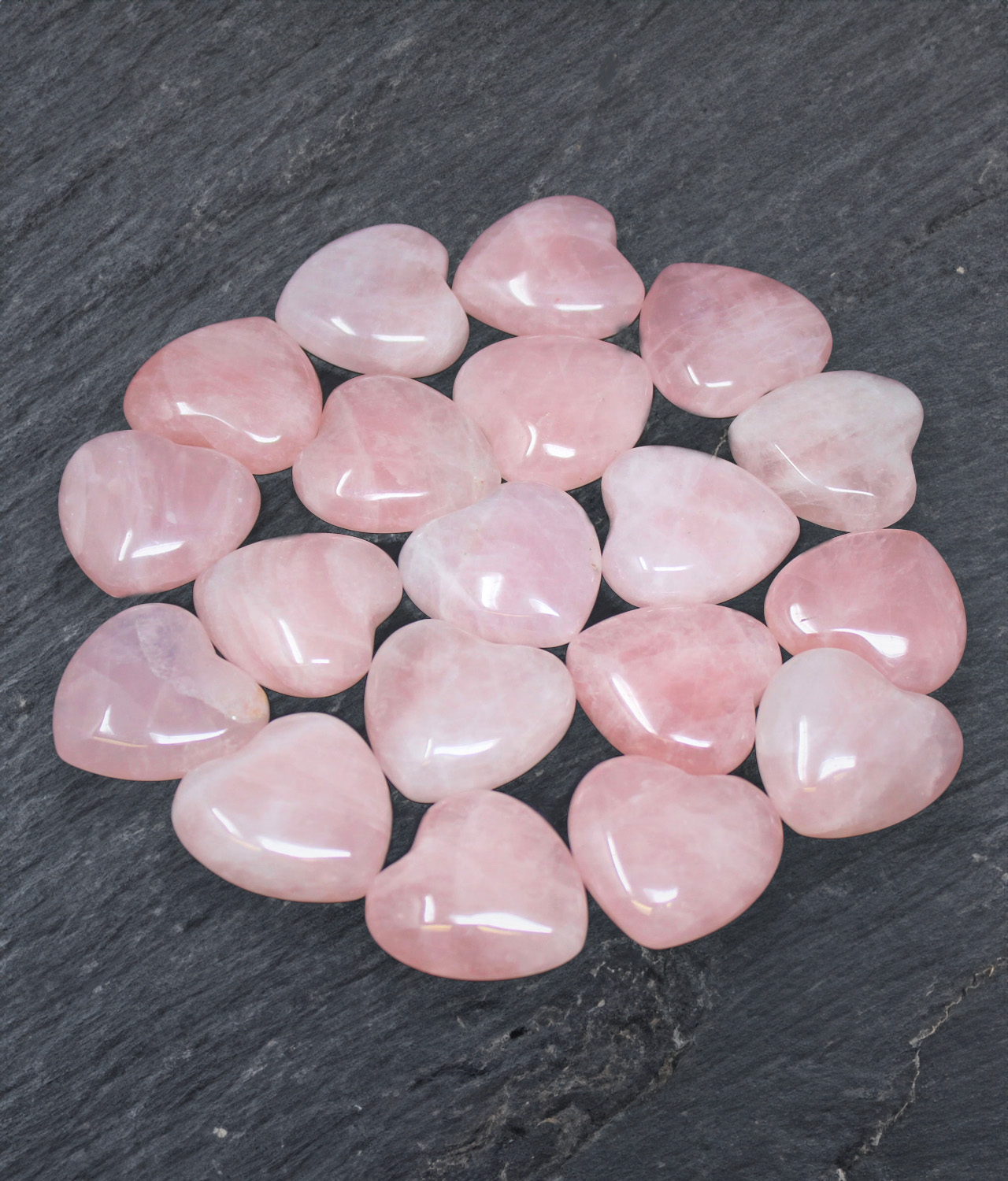 Rose Quartz stone heart collection