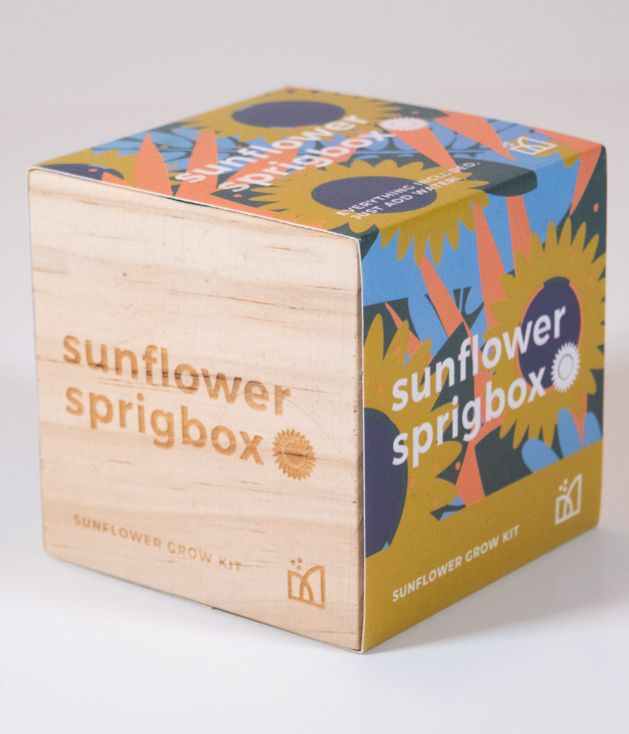 Sunflower Grow Kit in a box - Sunflower Sprigbox growing kit perfect gift for kids - front and side