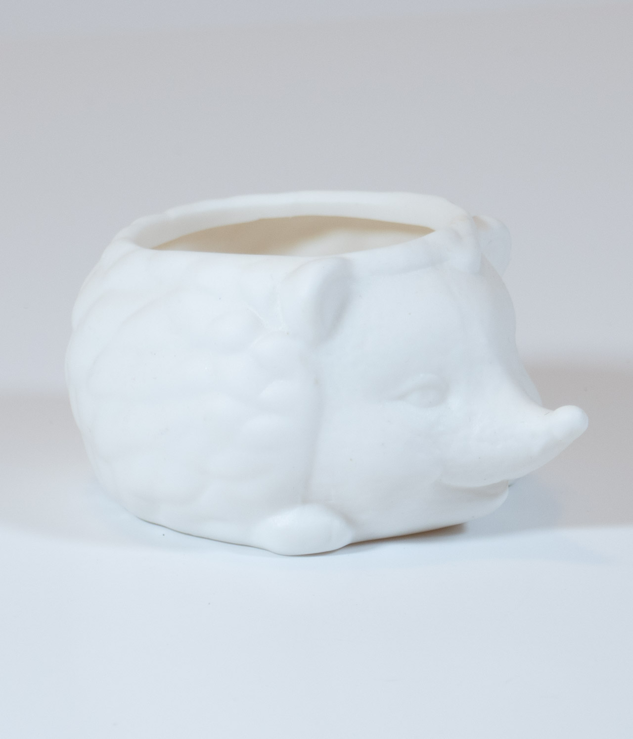 ceramic white hedgehog mini planter