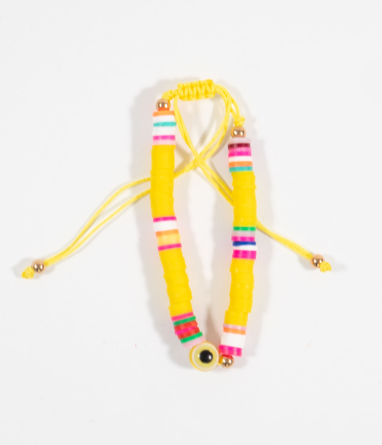 Evil eye heishi beaded bracelet for teens and tweens - Yellow