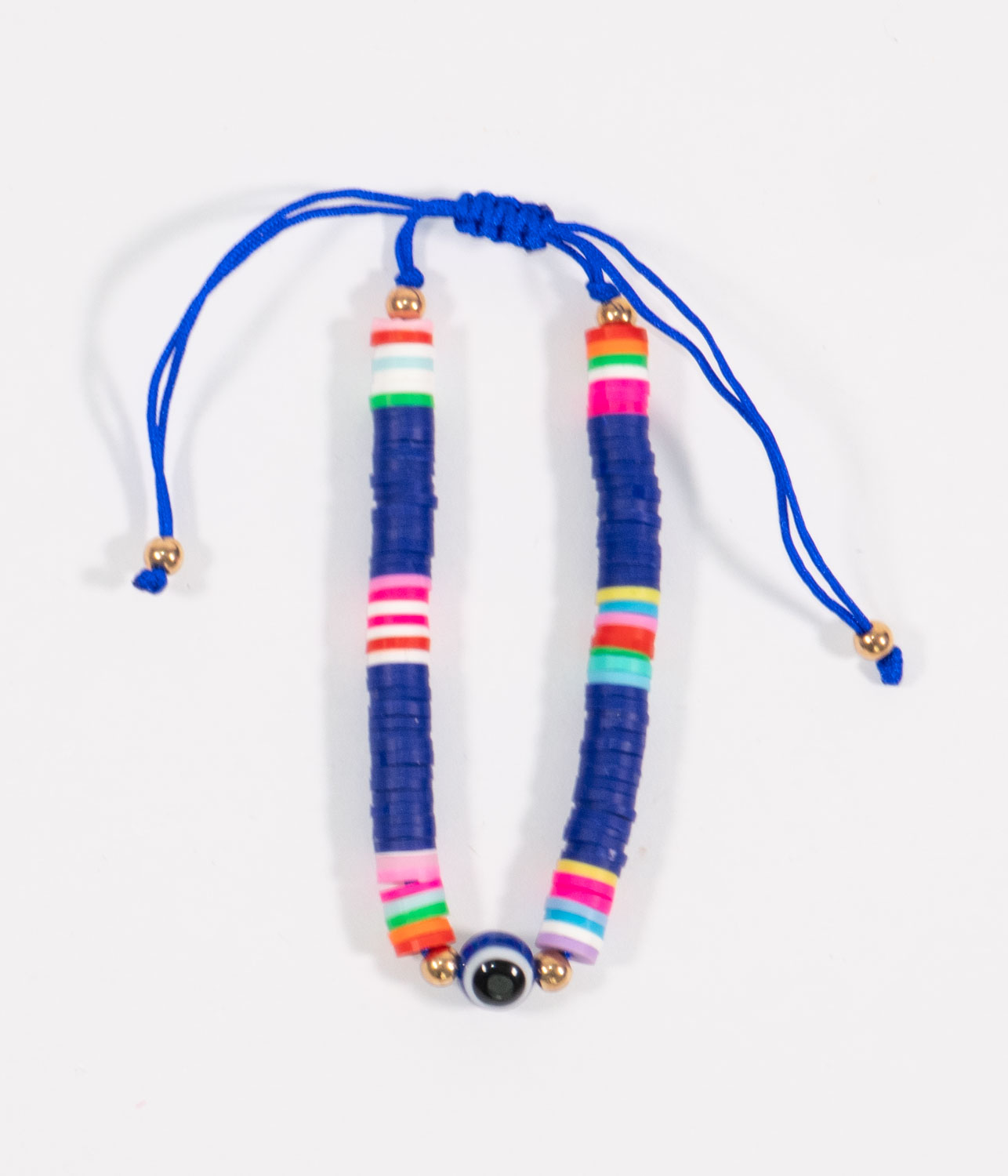Evil eye heishi beaded bracelet for teens and tweens - Dark blue