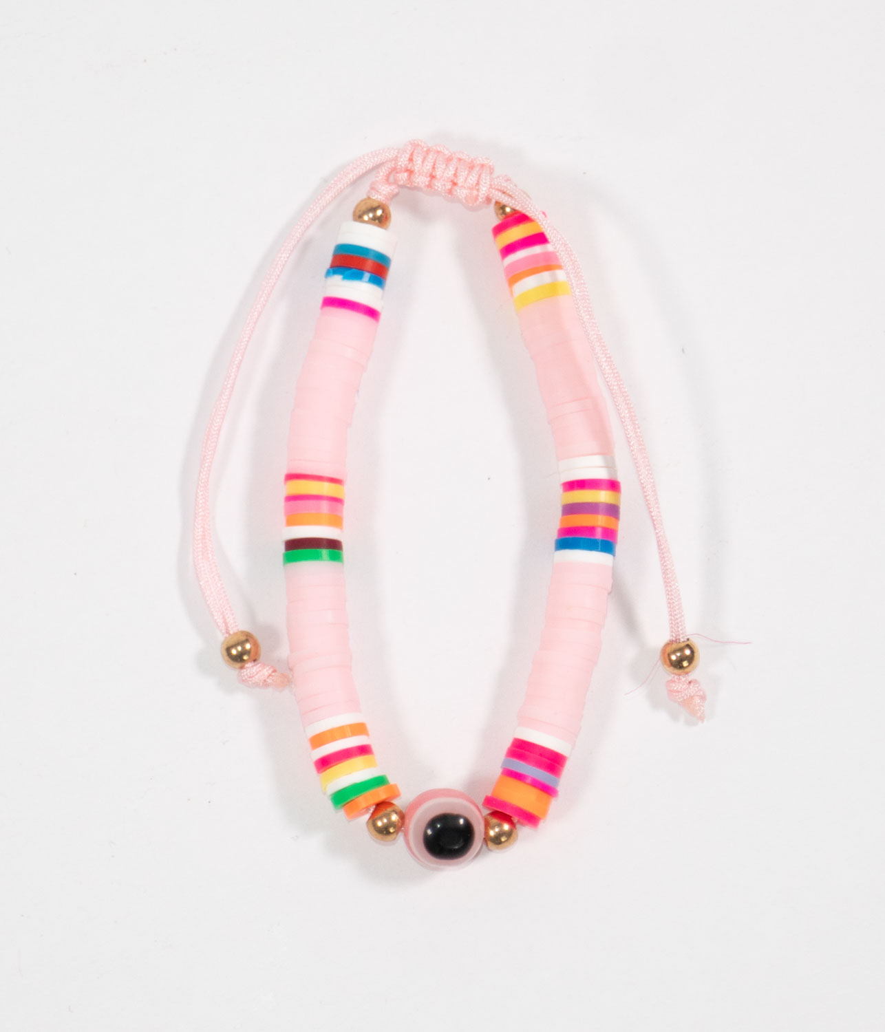 Evil eye heishi beaded bracelet for teens and tweens - Pink