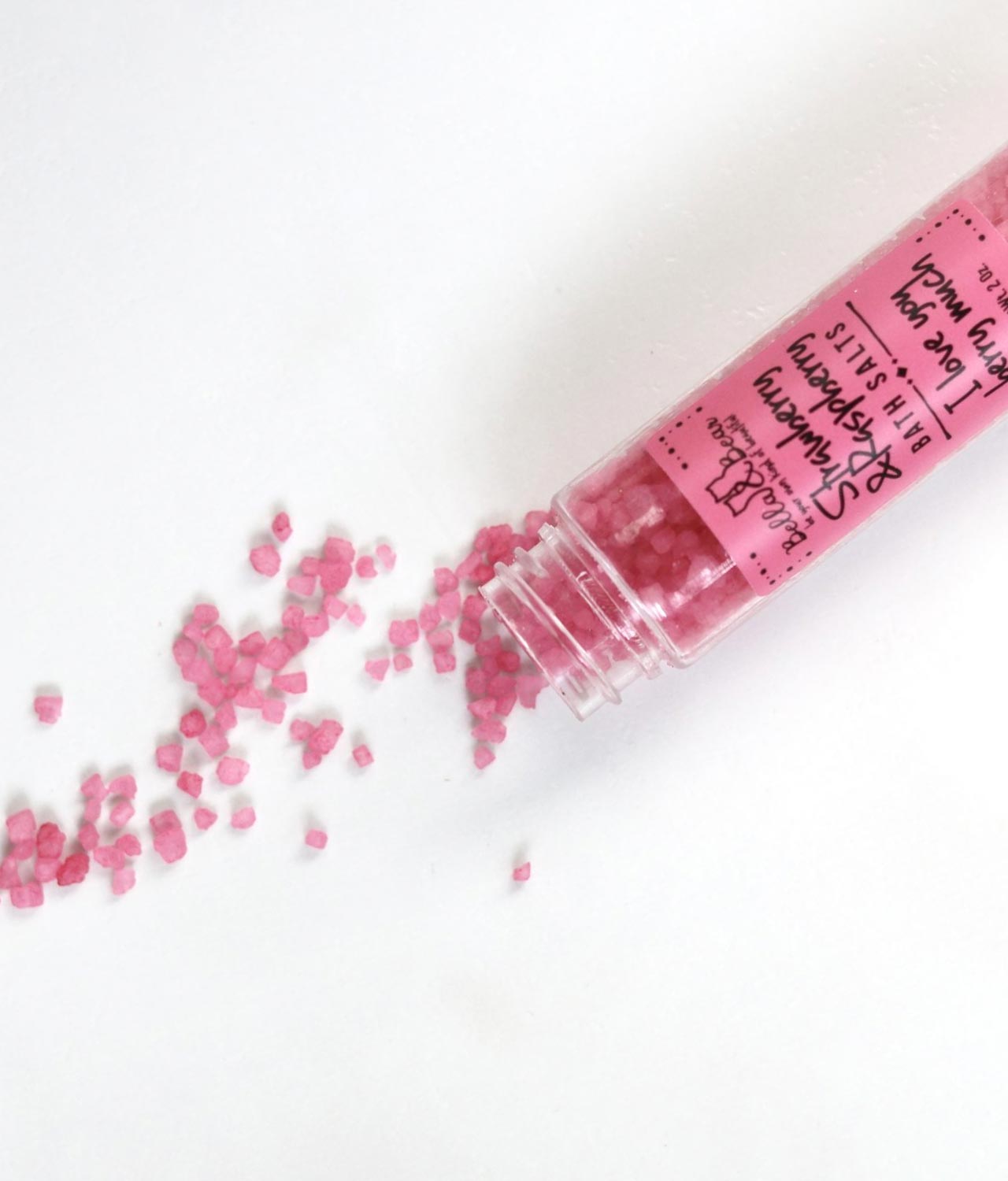 Strawberry Raspberry bath salts by Bella & Bear - open with salts