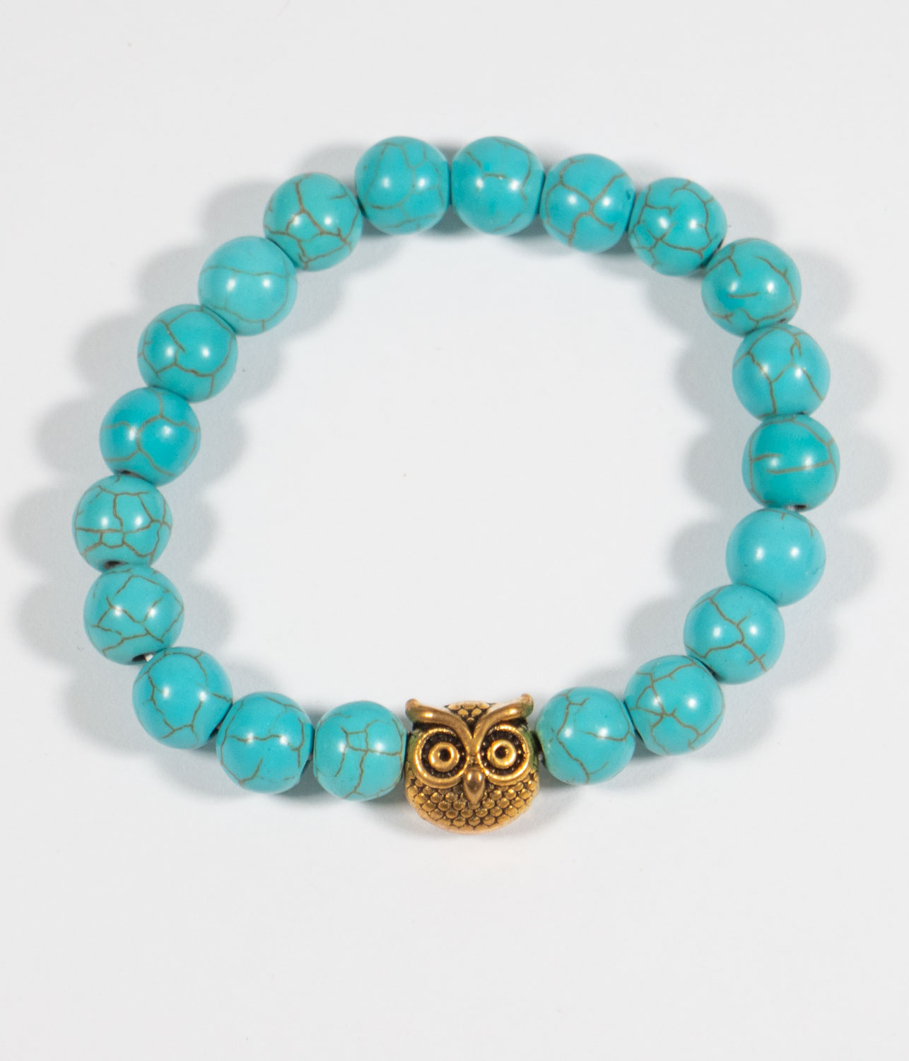 Natural Turquoise Owl Braided Rope Bracelet For Women Tweens