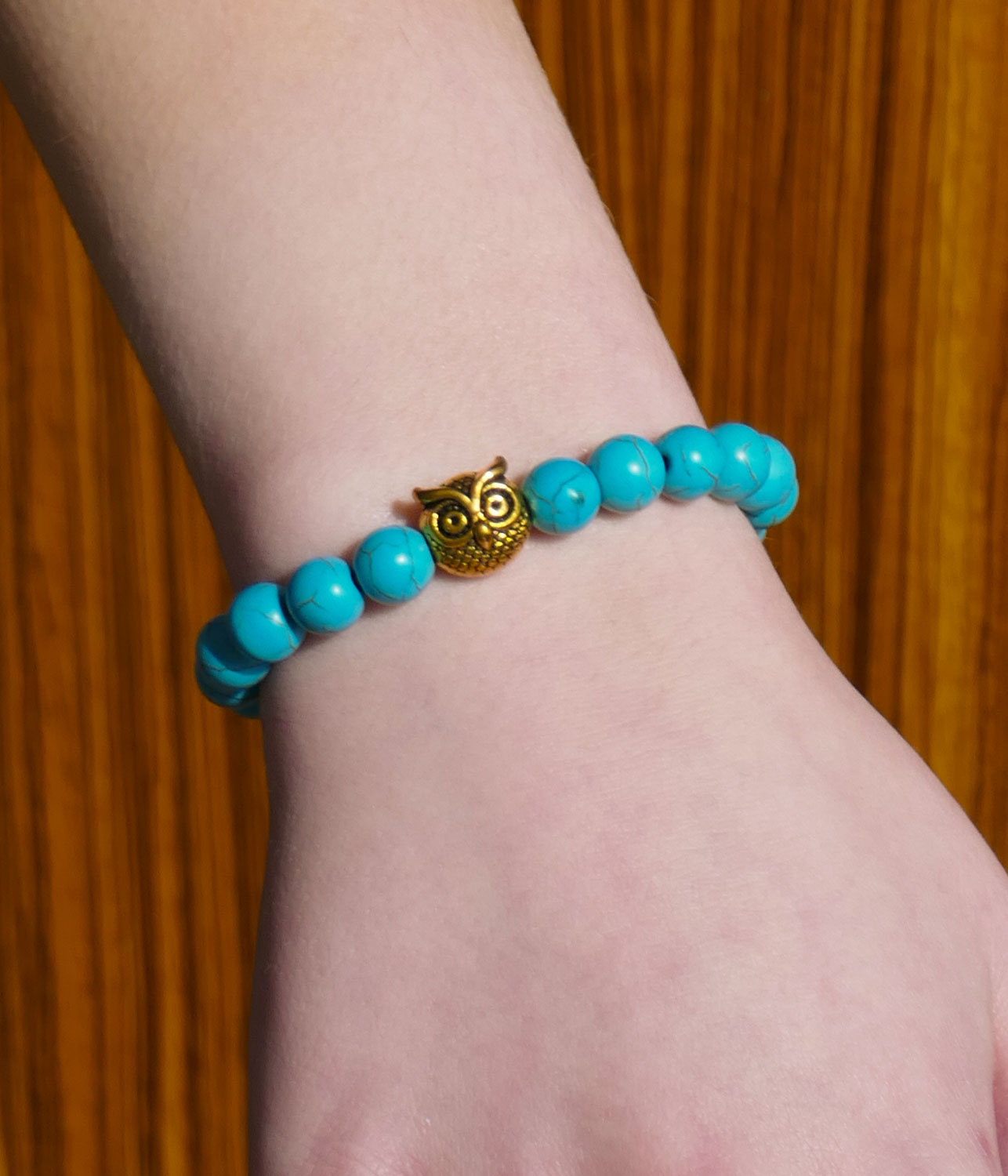 Turquois and Gold Owl bracelet - Stylish jewelry for tweens