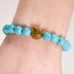 Turquois and Gold Owl bracelet - Stylish jewelry for tweens