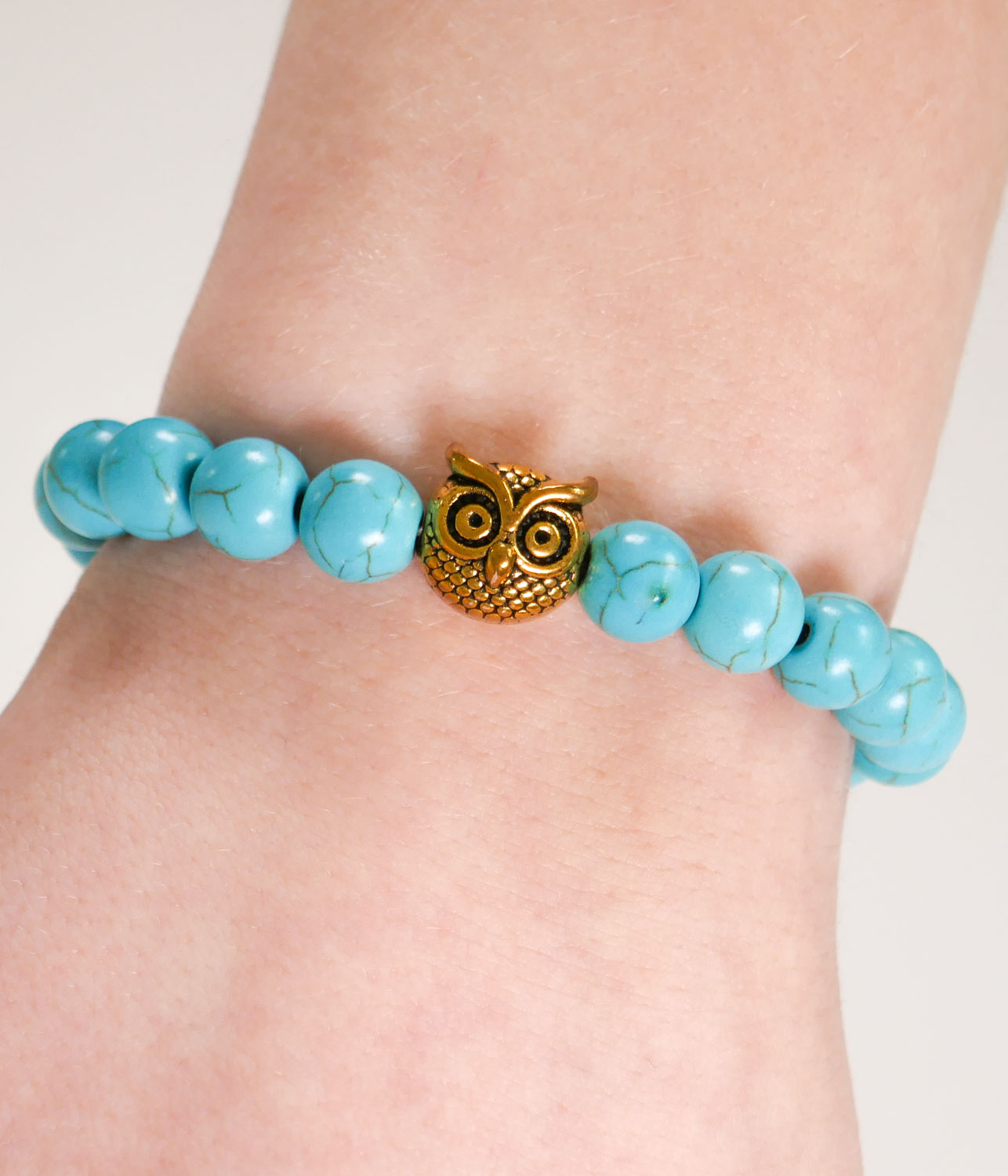 Turquois and Gold Owl bracelet - Stylish jewelry for tweens