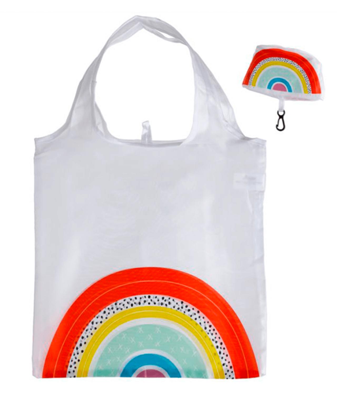 Rainbow foldable reusable bag and pouch