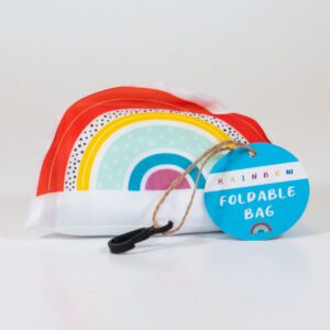 Rainbow foldable reusable bag and pouch