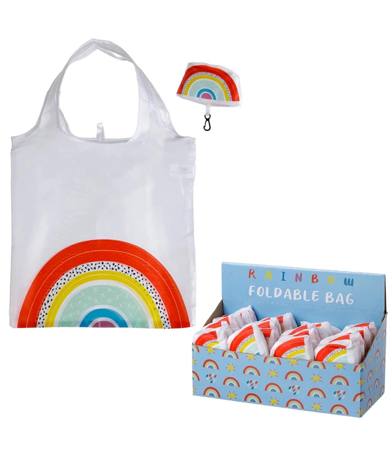 Rainbow foldable reusable bag and pouch