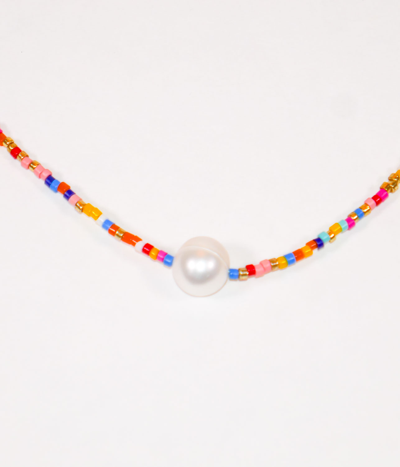 glass bead and pearl necklace for girls