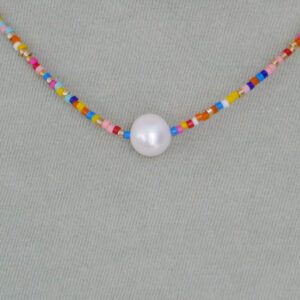 glass bead and pearl necklace for girls