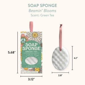 Green Tea Soap Sponge gift Beamin Blooms by Studio Oh - with dimensions
