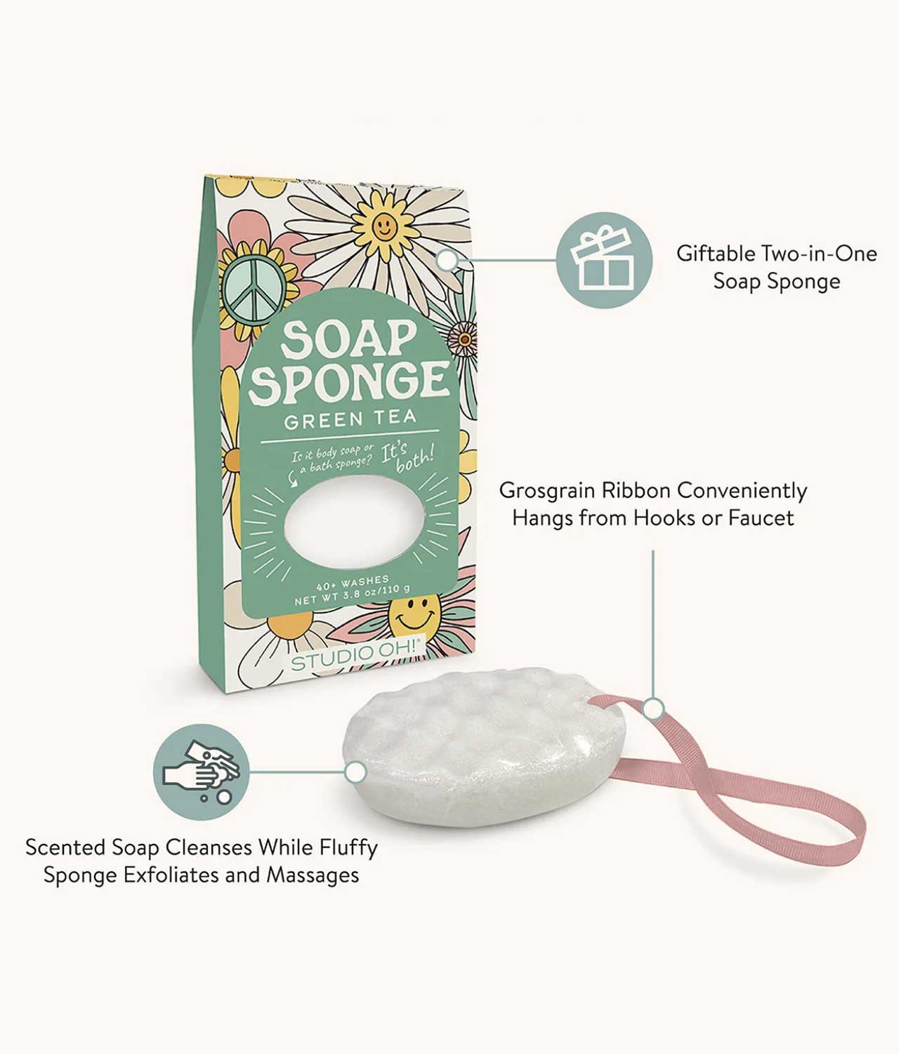 Green Tea Soap Sponge gift Beamin Blooms by Studio Oh