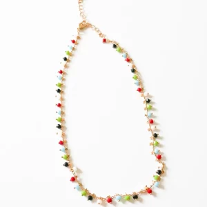 Colored Crystal Dangle Necklace isolated