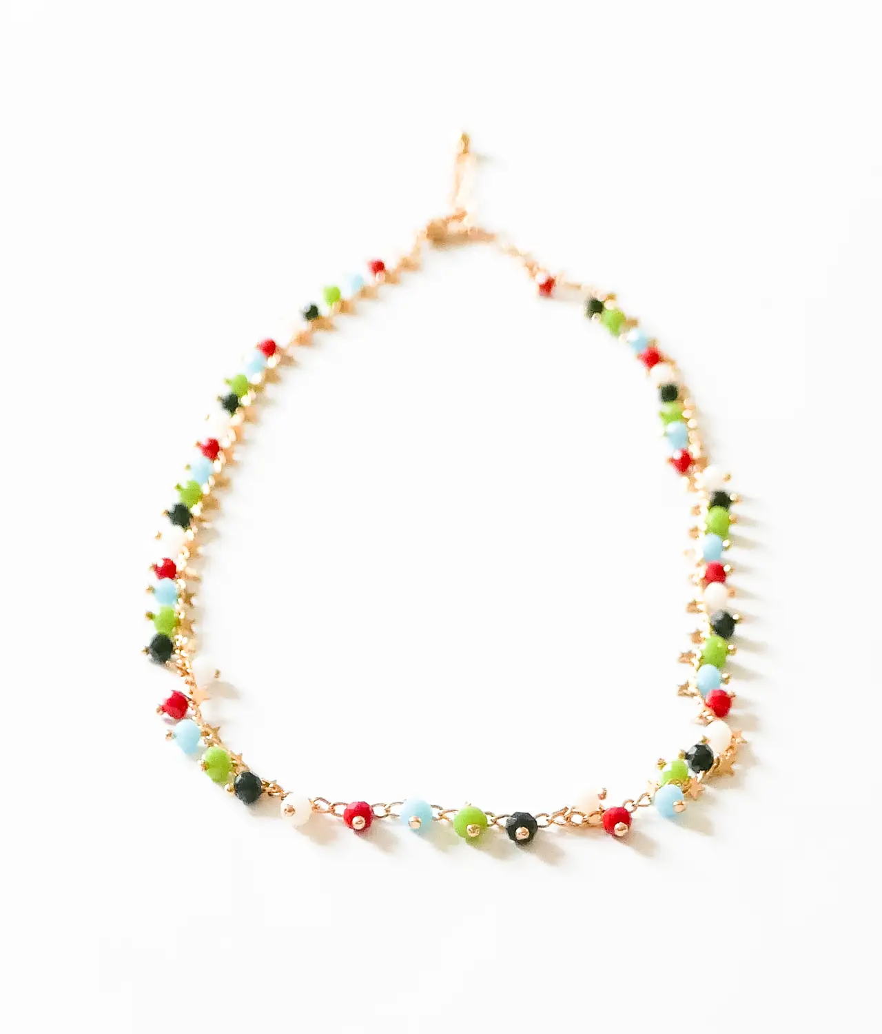 Colored Crystal Dangle Necklace angle