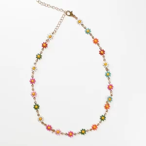 Enamel flower necklace isolated
