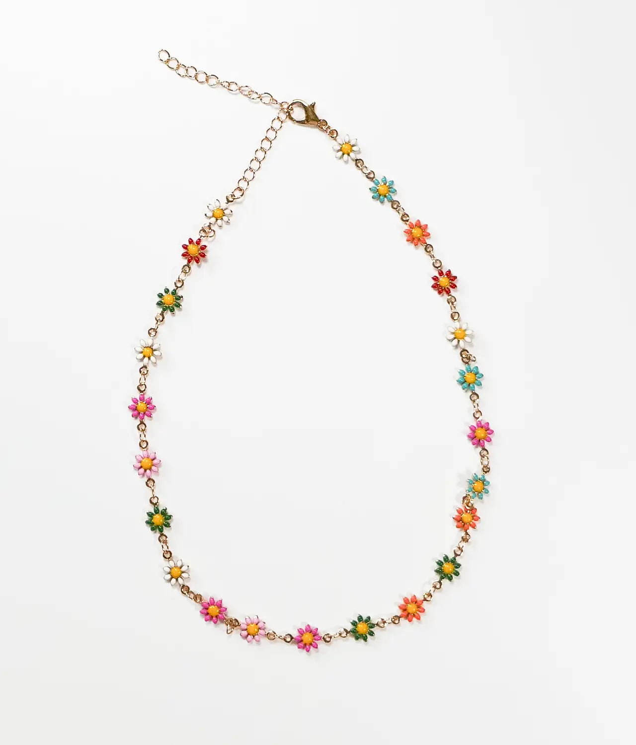 Enamel flower necklace isolated
