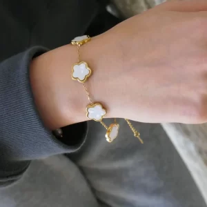 Mother of Pearl and 14k Gold Dipped Blossom Bracelet