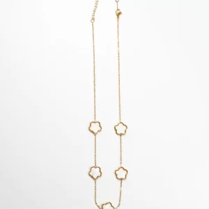Mother of Pearl and 14k Gold Dipped Blossom Necklace - on white