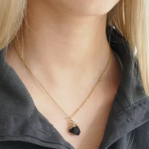Precious stone necklace for teen and tween girls - black tourmaline