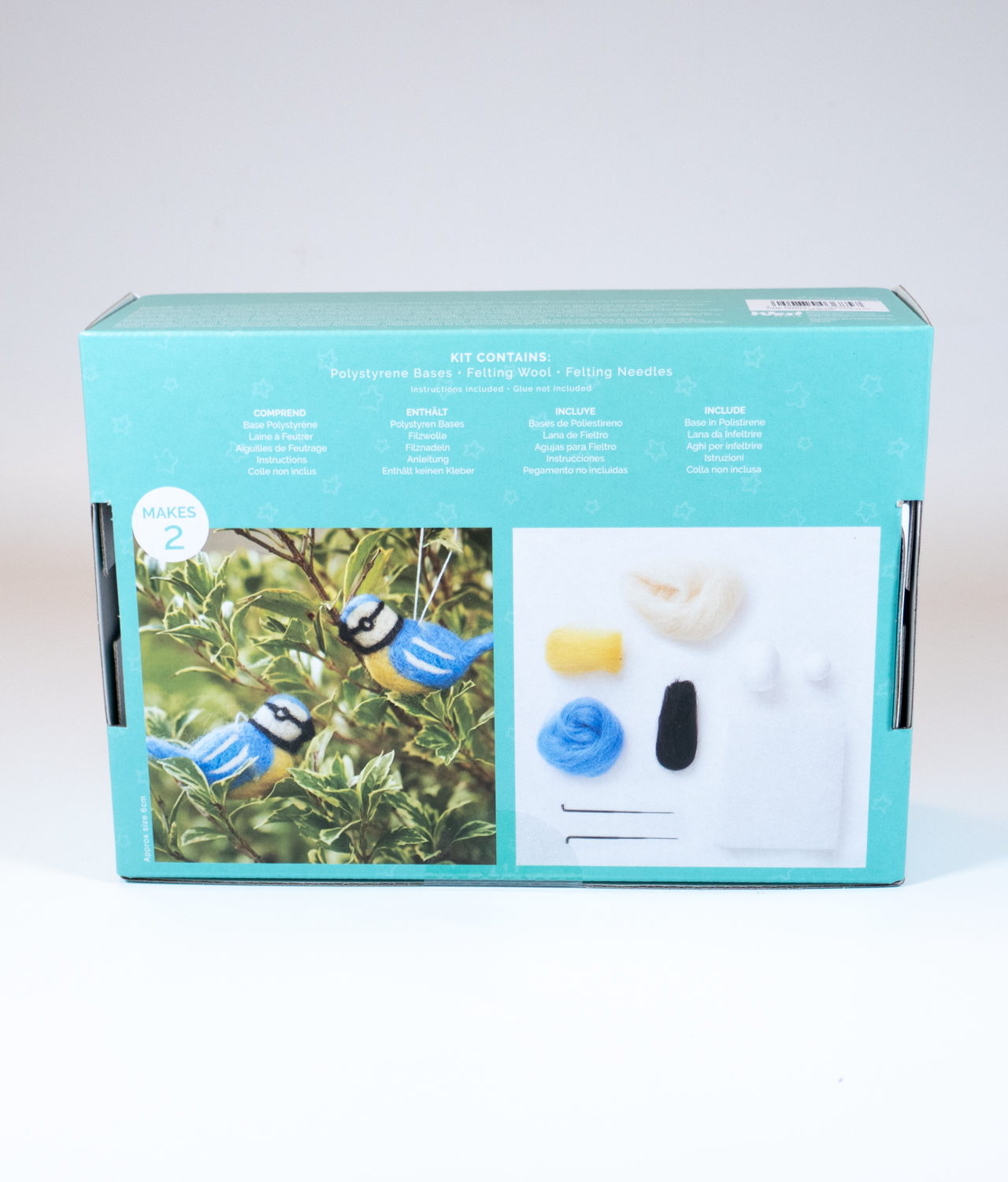 Blue Tit bird need felting kit box reverse side