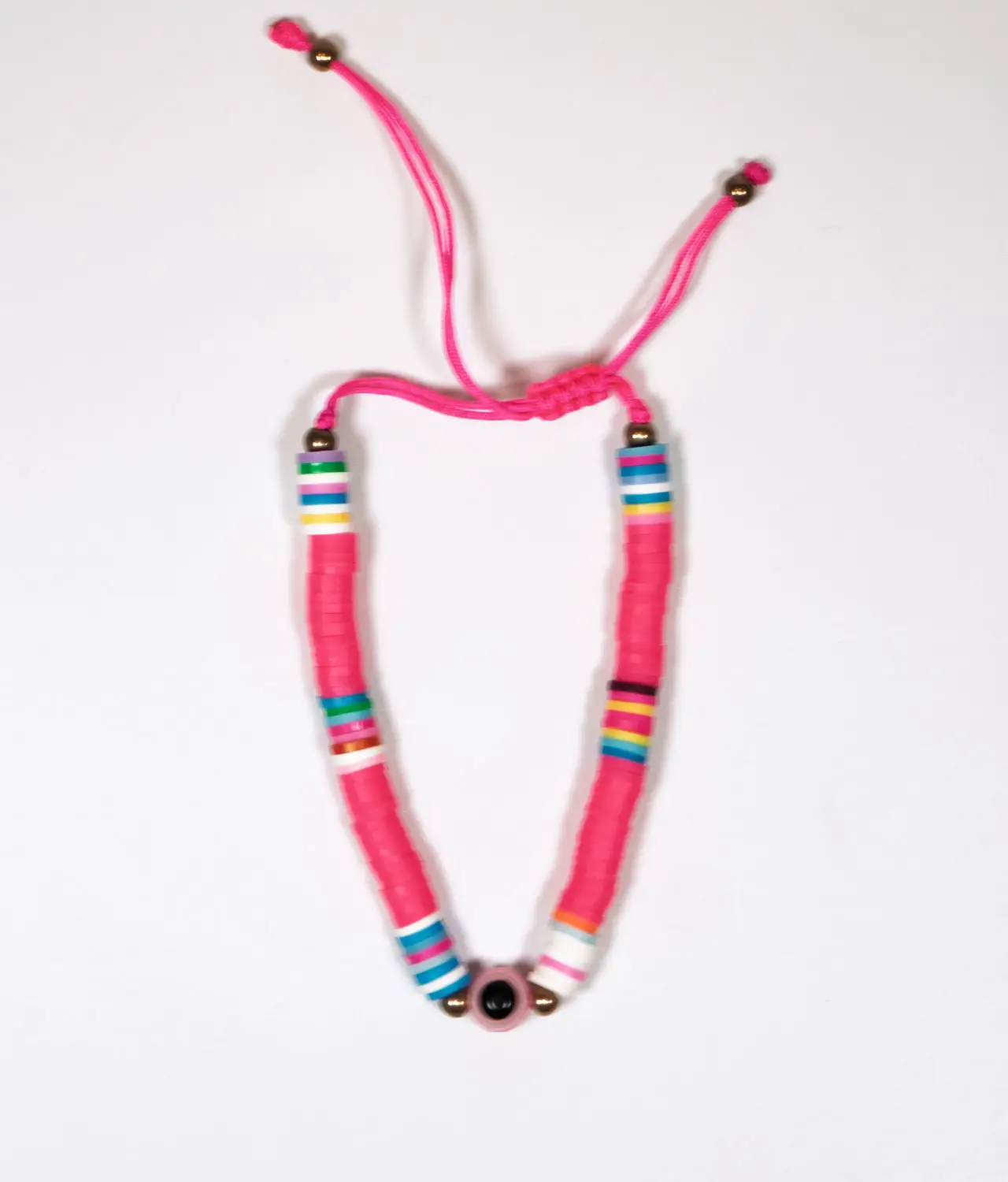 heishi bracelet hot pink