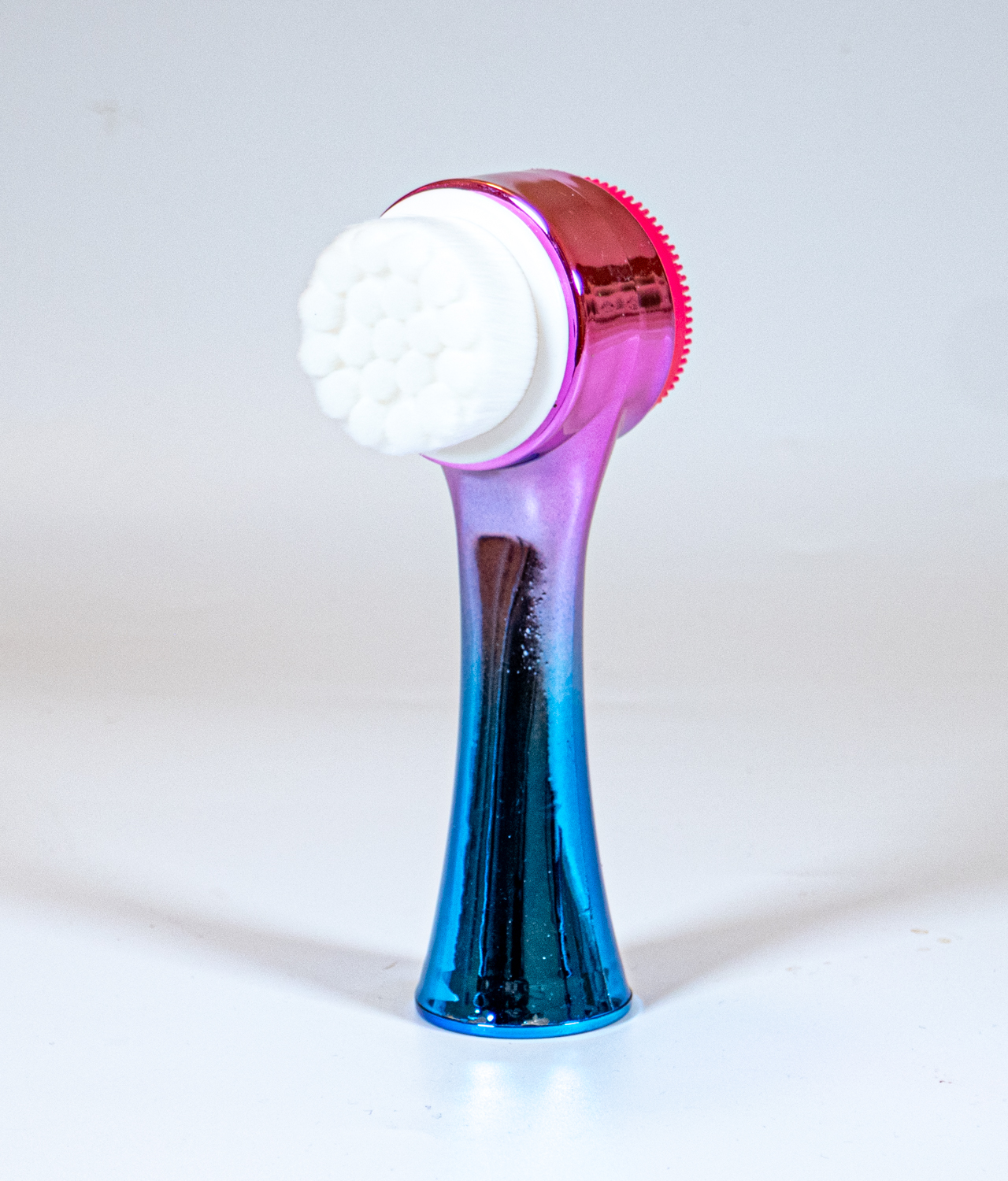 Colorful metallic face scrubber brush for exfoliating - brush side view