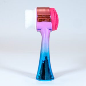 Colorful metallic face scrubber brush for exfoliating - side view