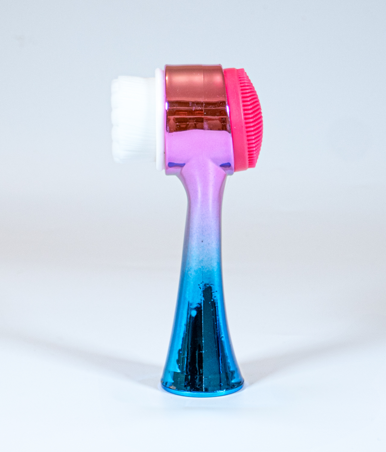 Colorful metallic face scrubber brush for exfoliating - side view