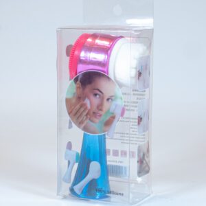 Colorful metallic face scrubber brush for exfoliating - package view