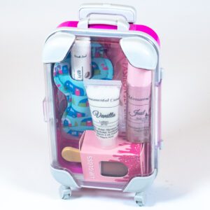 Mini suitcase with bath and body gifts for girls - front view