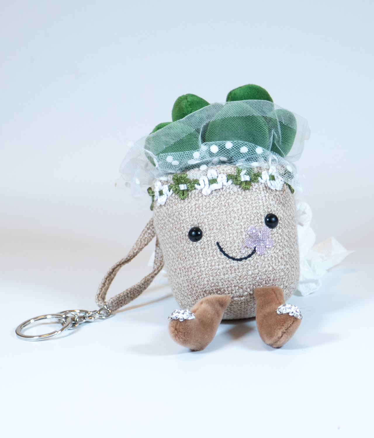 stuffed succulent toy keychain - dark green