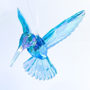 Hummingbird window prism gift - turquoise bird