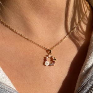 Gold floral wreath necklace gift for girls